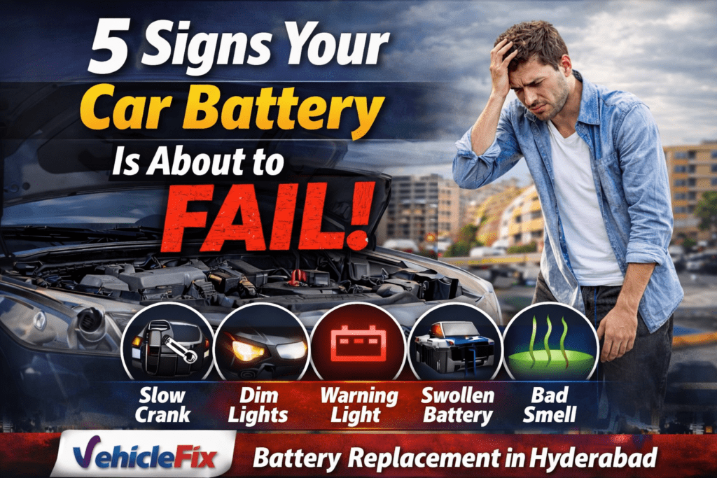 Car Battery Failure Signs | Car Battery Replacement in Hyderabad with VehicleFix