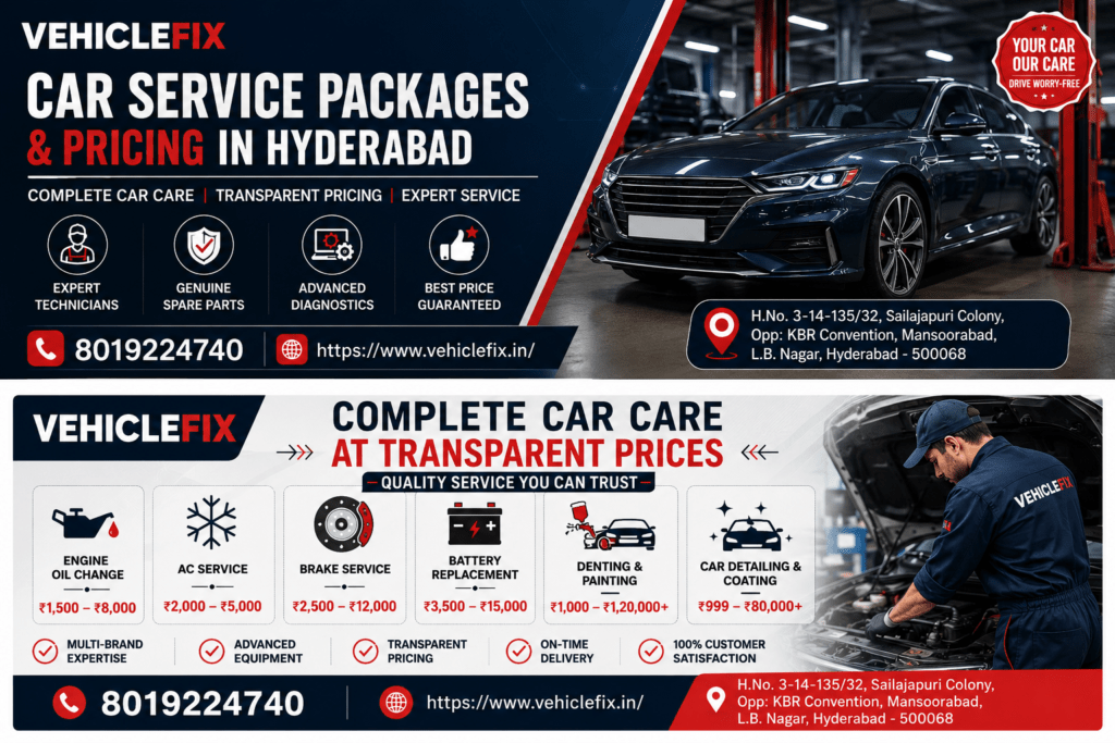 VehicleFix car Service Price List in Hyderabad