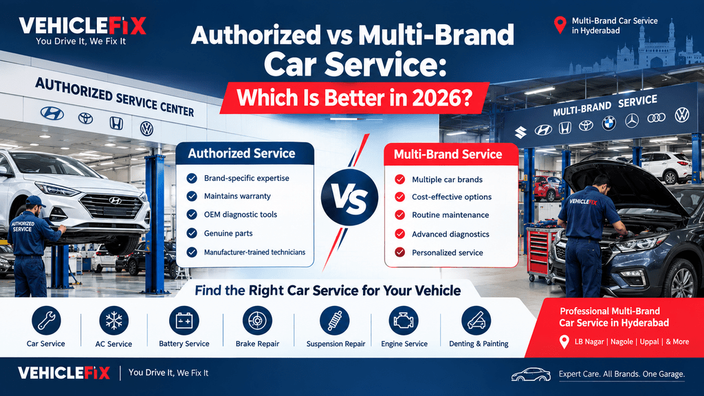 Authorized vs multi-brand car service comparison in Hydera